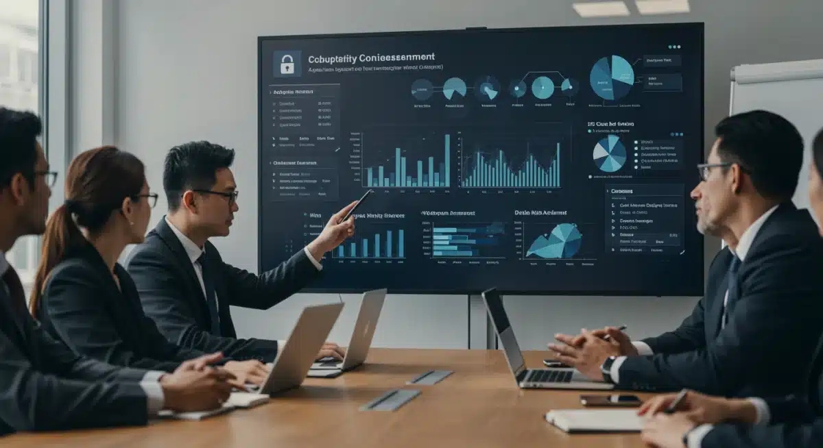 Business leaders discussing cybersecurity compliance strategies