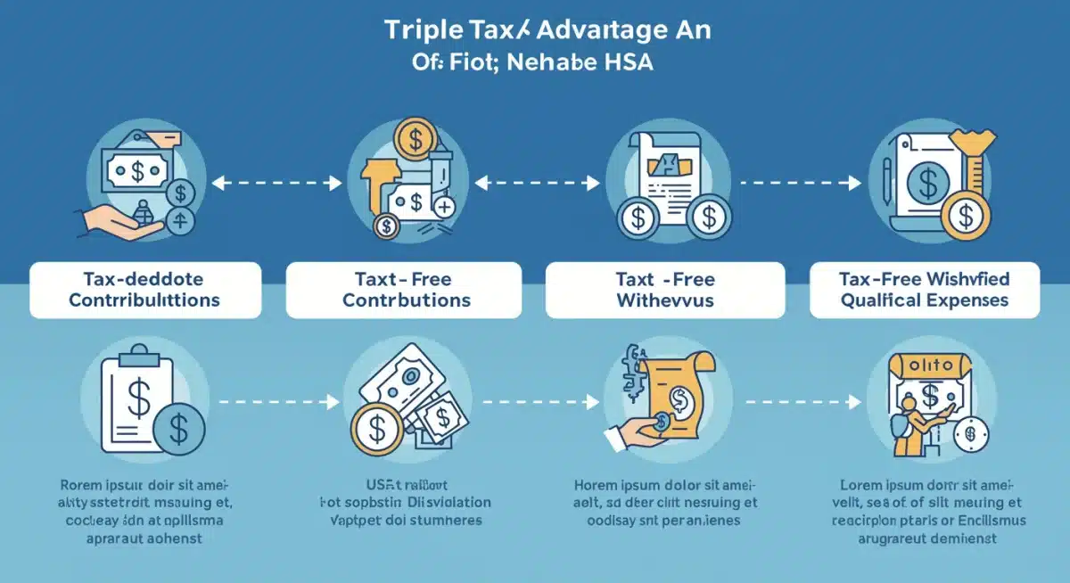 Infographic detailing the triple tax advantage of Health Savings Accounts