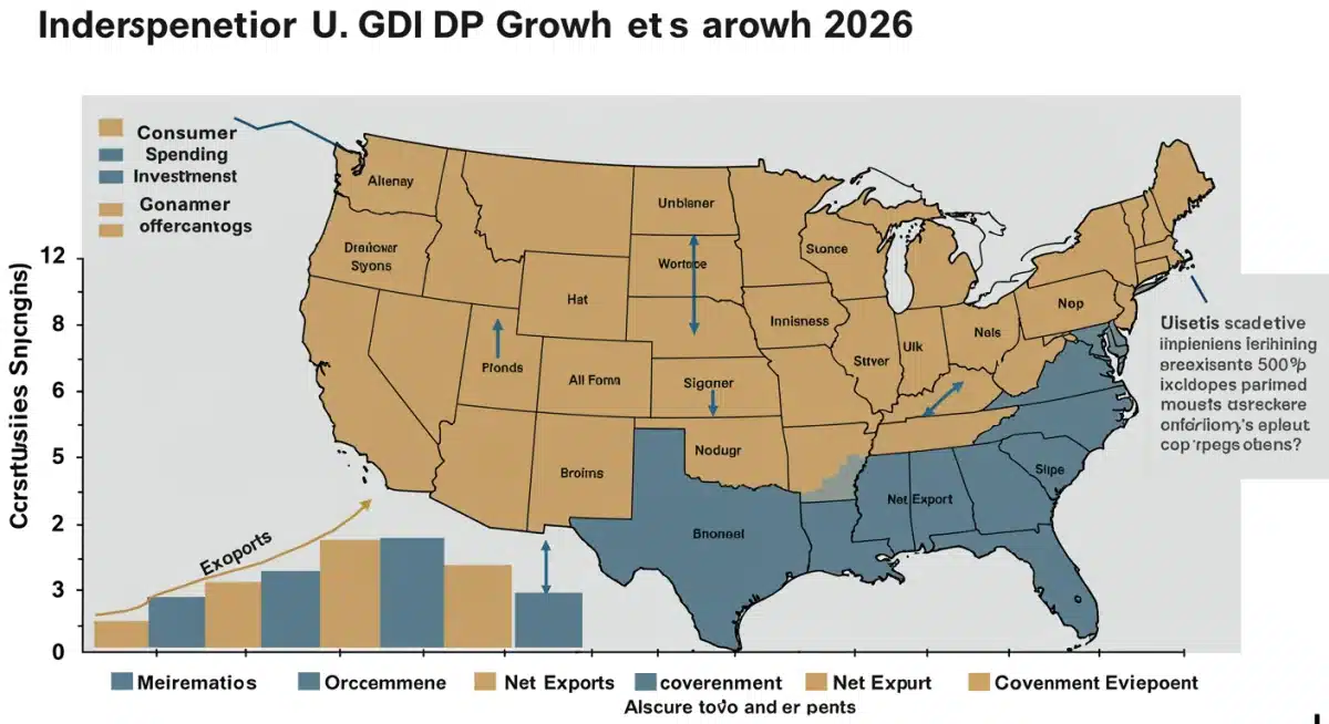 Infographic showing components of U.S. GDP growth in 2026.