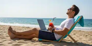 Person relaxing on a beach, successfully utilizing PTO for rejuvenation.