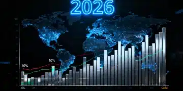 Digital display showing 2026 oil and gold price trends with volatility indicators.