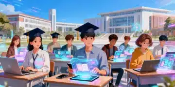 Students engaging with 2026 online learning platforms for higher education