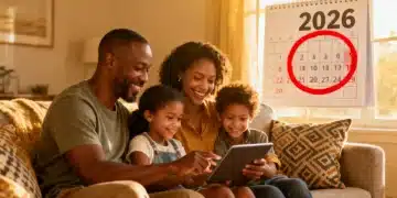 Family on couch, tablet, 2026 calendar deadline, enhanced child tax credit