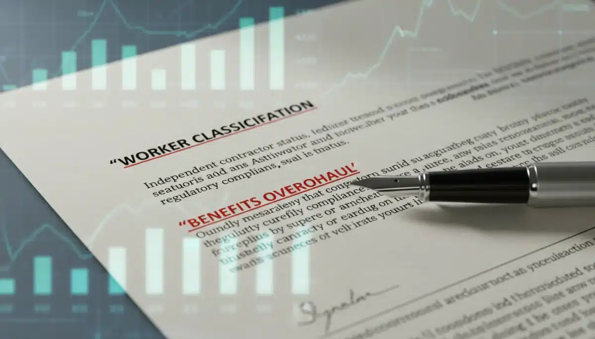 Legal document detailing worker classification and benefits in gig economy