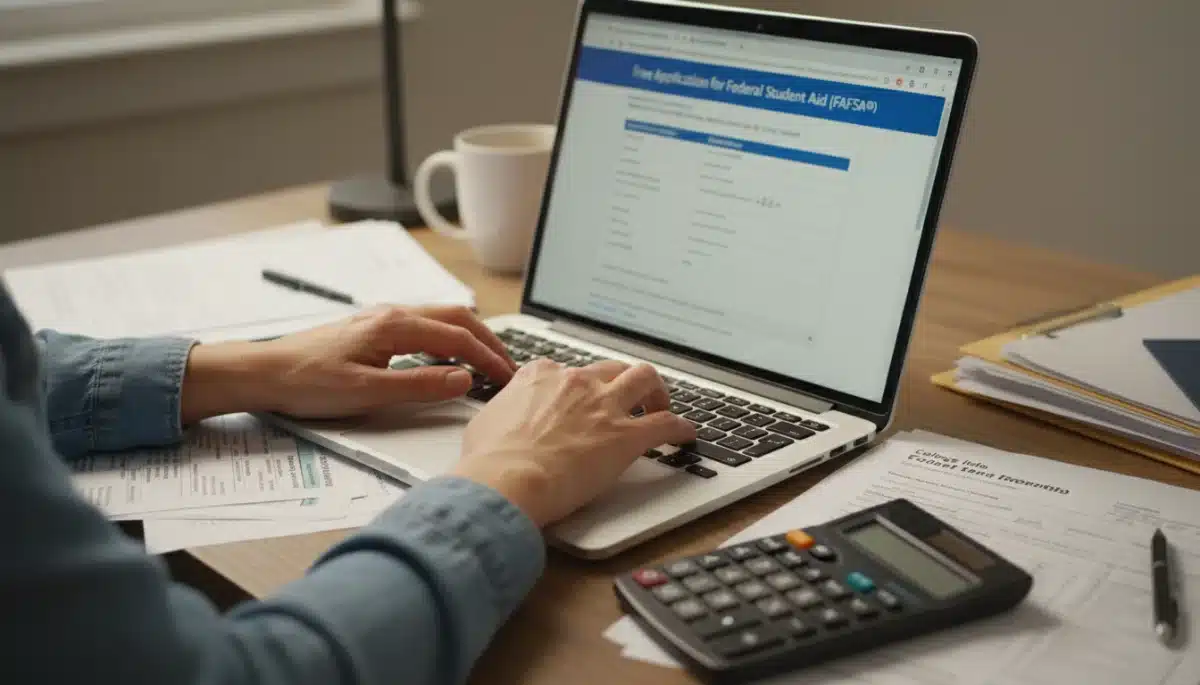 Person completing 2026 FAFSA application on laptop