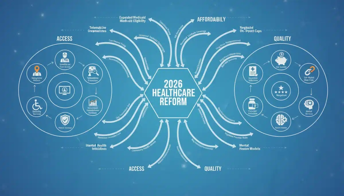 Infographic showing interconnected aspects of healthcare reform