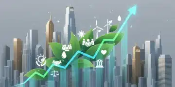 Illustration of ESG factors influencing a rising financial market graph in 2026, representing US equity markets.