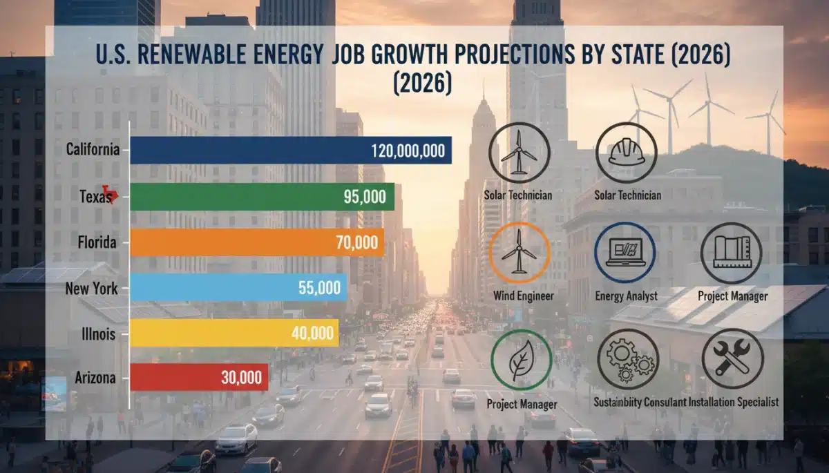 Projected growth of renewable energy jobs in U.S. states by 2026