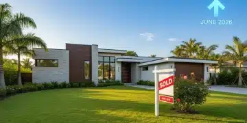 Sold sign on modern house, symbolizing U.S. housing market growth in June 2026