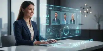 Professional US job seeker in virtual interview, 2026