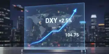 Futuristic digital display of 2026 US Dollar Index performance